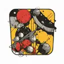 space surrounded by planets tattoo design idea