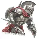 spartan in full armor stranded on alien planet with roses tattoo design idea