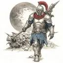 spartan in full armor stranded on alien planet tattoo design idea