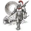 spartan in full armor stranded on alien planet tattoo design idea