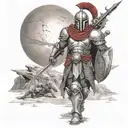 spartan in full armor stranded on alien planet tattoo design idea