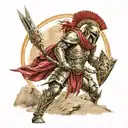 spartan in full armor stranded on alien planet tattoo design idea