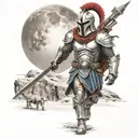 spartan in full armor stranded on alien planet tattoo design idea
