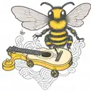 bee playing on guitar skateboard tattoo design idea