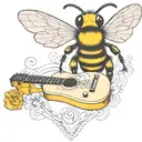 bee playing on guitar skateboard tattoo design idea