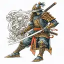 assassin samurai in full armor tattoo design idea