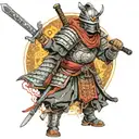 assassin samurai in full armor tattoo design idea