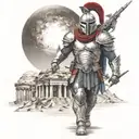 spartan in full armor stranded on alien planet tattoo design idea