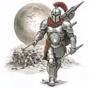 spartan in full armor stranded on alien planet tattoo design idea