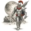 spartan in full armor stranded on alien planet tattoo design idea