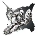 spartan in full armor stranded on alien planet tattoo design idea