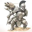 spartan in full armor stranded on alien planet tattoo design idea