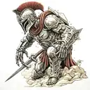 spartan in full armor stranded on alien planet tattoo design idea