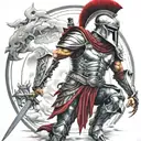 spartan in full armor tattoo design idea