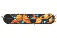 planets solar system with flames tattoo design idea