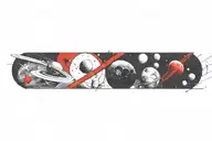 space surrounded by planets tattoo design idea