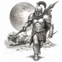 spartan in full armor stranded on alien planet tattoo design idea