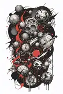 space surrounded by planets tattoo design idea