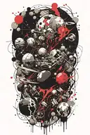 space surrounded by planets tattoo design idea