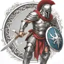spartan in full armor tattoo design idea