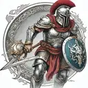 spartan in full armor tattoo design idea