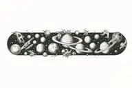 space surrounded by planets  tattoo design idea