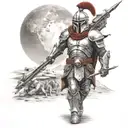spartan in full armor stranded on alien planet tattoo design idea
