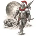 spartan in full armor stranded on alien planet tattoo design idea
