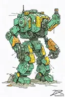 Dreadnought mech in rough weather tattoo design idea