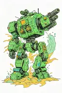 Dreadnought mech in rough weather tattoo design idea