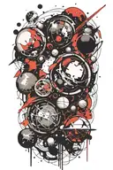 space surrounded by planets tattoo design idea