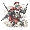 spartan in full armor stranded on alien planet tattoo design idea