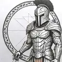 spartan in full armor tattoo design idea
