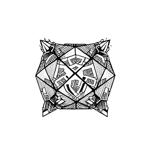 A subtle tattoo of a cat silhouette with a hidden Rubik's cube pattern tattoo design idea