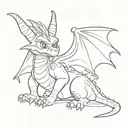 Spyro the dragon sitting alone no colours tattoo design idea