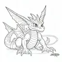 Spyro the dragon sitting alone no colours tattoo design idea