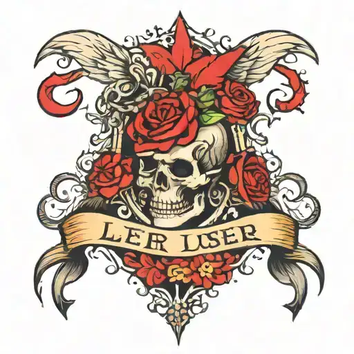 loser with a red V incorporated tattoo design idea