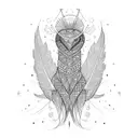 phonix with long feathers, include shading, detail, the number 8, Temet Nosce tattoo design idea