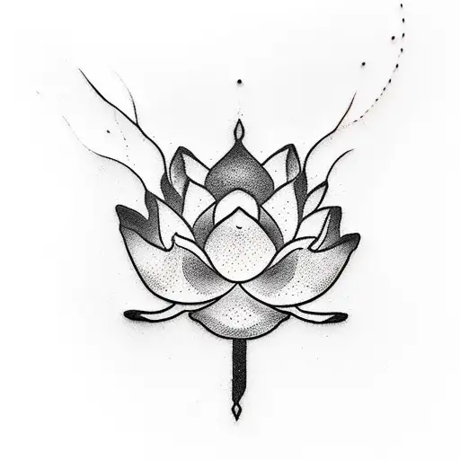 A simple yet powerful minimalist tattoo of a lotus flower growing from a crack in the pavement, representing resilience and self-love tattoo design idea