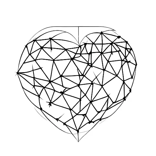 A minimalist design of a heart with a mirror reflection to symbolize self-love tattoo design idea