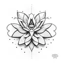 A simple yet powerful minimalist tattoo of a lotus flower growing from a crack in the pavement, representing resilience and self-love tattoo design idea