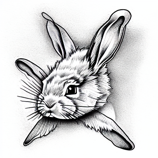 angry bunny flying tattoo design idea