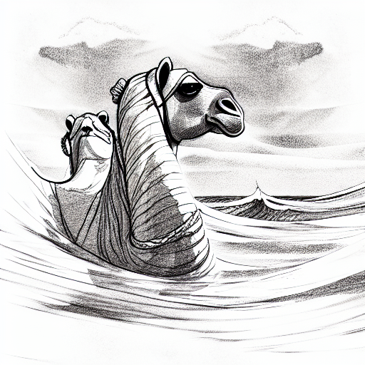 ocean waves and a camel tattoo design idea