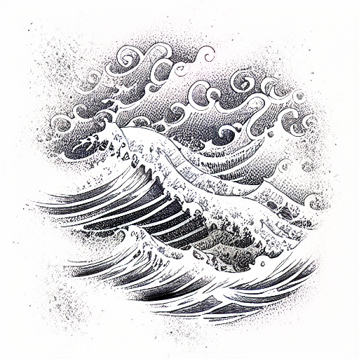 ocean waves and a camel tattoo design idea