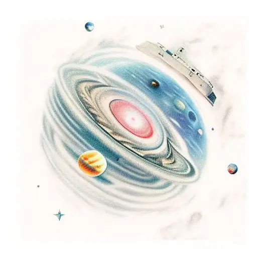 Astronauta con jupiter tattoo design idea