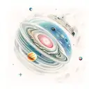 Astronauta con jupiter tattoo design idea