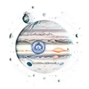 Astronauta con jupiter tattoo design idea