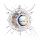 Astronauta con jupiter tattoo design idea