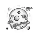 Astronauta con jupiter tattoo design idea