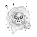 Astronauta con jupiter tattoo design idea